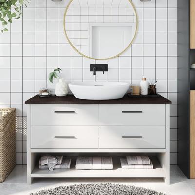 VidaXL Wastafelblad 100x40x2 cm behandeld massief hout donkerbruin