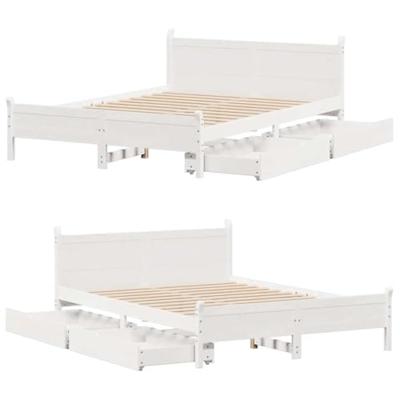 Bedframe zonder matras massief grenenhout wit 140x190 cm