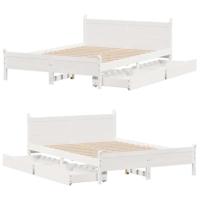 Bedframe zonder matras massief grenenhout wit 140x190 cm - thumbnail