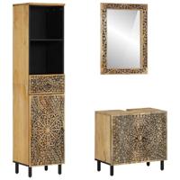 3-delige Badkamermeubelset massief mangohout - thumbnail