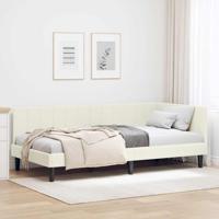 Hoekbedframe met hoofdeinde Crème 90 x 200 cm Fluweel - thumbnail