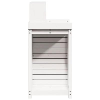Oppottafel met schappen 82,5x50x109,5 cm massief grenenhout wit - thumbnail