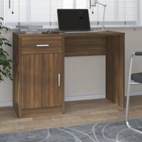 Bureau met kast en lade 100x40x73 cm bewerkt hout bruineiken - thumbnail