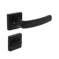 Deurkruk Denham op rozet 50x50x10 mm + 7mm nokken met WC-sluiting 8mm zwart - thumbnail