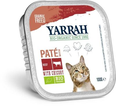 Yarrah natvoer kat kuipje pate graanvrij bio rund 16x100gr Yarrah natvoer kat kuipje pate graanvrij bio rund 16x100gr