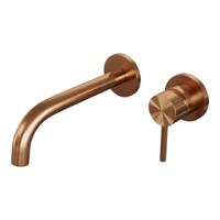 Brauer Stripe inbouw wastafelmengkraan met gebogen uitloop en rozetten model A1 koper geborsteld PVD - thumbnail