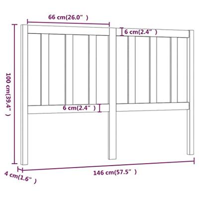 Hoofdbord 146x4x100 cm massief grenenhout zwart