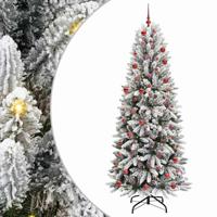 VidaXL Kunstkerstboom wit 210 cm pvc en plastic en staal en pe - thumbnail