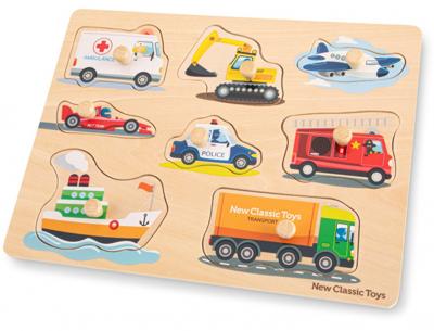 New Classic Toys Peg Puzzle Transport vormenpuzzel 8 stukjes New Classic Toys Peg Puzzle Transport vormenpuzzel 8 stukjes