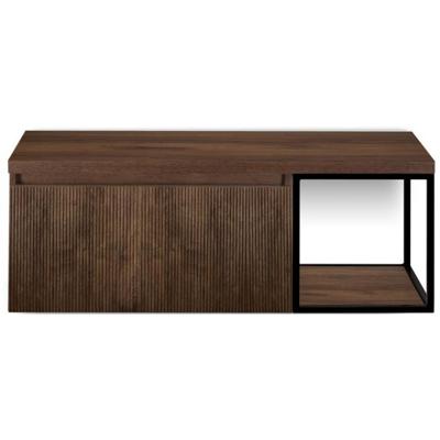 Frozen 3D Badmeubelset 120 cm - Greeplijst in Kleur - Zwart Frame - Wastafelbovenblad Dark Oak