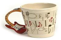 Ted Smith Muziekblad Gitaar - Gevormd Handvat Keramiek Mok - thumbnail