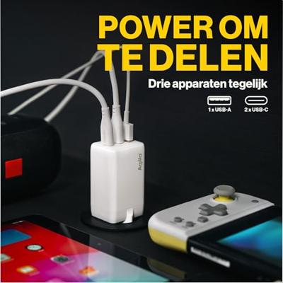 Aqiila W3 USB-oplader 65 W 1x USB-A, 2x USB-C USB PD, Quick Charge 3.0, QC 4+ Wit Binnen