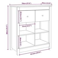 Dressoir 70x35x80 cm massief grenenhout grijs - thumbnail
