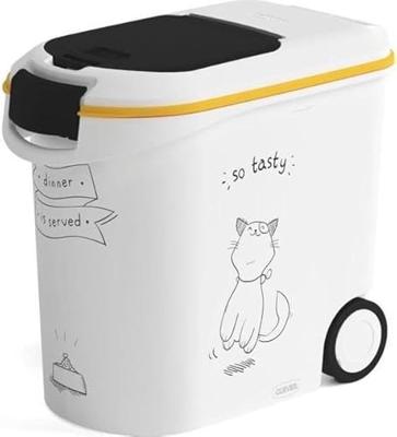 CURVER Voedselcontainer Diner wordt geserveerd - 12 kg - 35 L - Wit en zwart - Voor cat