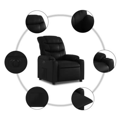 Fauteuil elektrisch verstelbaar kunstleer zwart