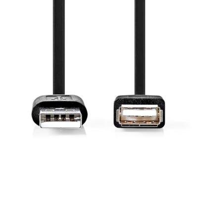 USB-Kabel | USB 2.0 | USB-A Male | USB-A Female | 480 Mbps | Vernikkeld | 1.00 m | Rond | PVC | Zwart