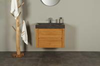 Badmöbel Teakholz Ambang 80 cm mit Hartstein Waschbecken 1k - thumbnail