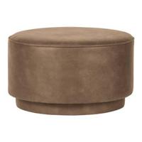 vtwonen Ronde Poef 'Coffee' Eco-leer 60cm, kleur Cognac - thumbnail