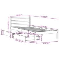 Bedframe zonder matras massief grenenhout wasbruin 75x190 cm - thumbnail