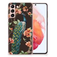 Samsung Galaxy S21 | TPU Hoesje | Pauw met Bloemen - thumbnail