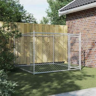VidaXL Hondenhok met deur 2x2x1,5 m gegalvaniseerd staal grijs