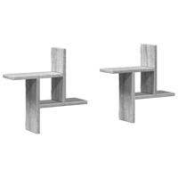 Wandschappen 2 st 38x12x38 cm bewerkt hout grijs sonoma eiken - thumbnail