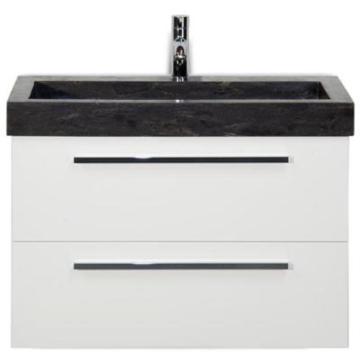 Seville Badmeubelset 80 cm - Wit Hoogglans - Wastafel Hardsteen Wit Lucca