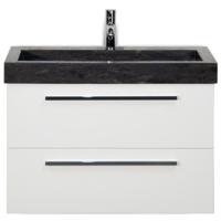 Seville Badmeubelset 80 cm - Wit Hoogglans - Wastafel Hardsteen Wit Lucca - thumbnail