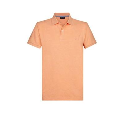 Profuomo Heren Poloshirt Zalmroze Garment Washed Slim Fit