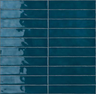 Wandtegel blauw visgraat Sartoria Vernici 25x5cm posh blue glans gerectificeerd