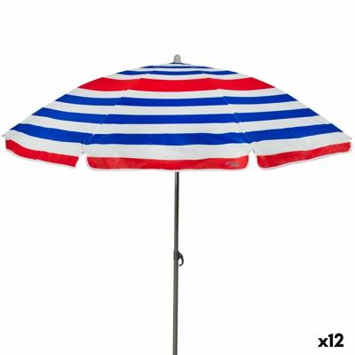 Strandparasol Aktive Blauw Rood Multicolour Zilverkleurig Ø 160 cm 160 x 167 x 160 cm (12 Stuks)
