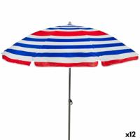 Strandparasol Aktive Blauw Rood Multicolour Zilverkleurig Ø 160 cm 160 x 167 x 160 cm (12 Stuks) - thumbnail