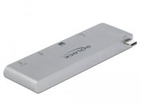 Delock Hub met 3 poorten en 2 sleuven kaartlezer voor MacBook met PD 3.0 en inschuifbare USB Type-C-aansluiting - thumbnail