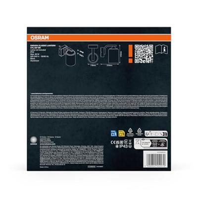 OSRAM HOMELIGHTING ENDURA Classic Lantern Cylinder E27 Black 4099854452079 LED-buitenlamp (wand) E27 Zwart