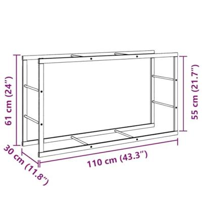 Haardhoutrek 110x30x61 cm staal zwart