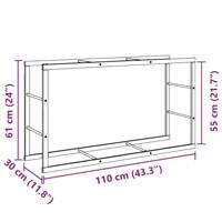 Haardhoutrek 110x30x61 cm staal zwart - thumbnail