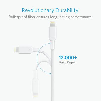 Anker PowerLine II iPhone-oplaadkabel, Lightning-kabel, MFi-gecertificeerd voor iPhone 13/12/11/Pro/XS/XS Max/XR/X/8/8 Plus/7/7 Plus/6s/6/6 Plus (wit), 0,9 m