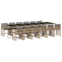 13-delige Tuinset met kussens poly rattan gemengd beige - thumbnail