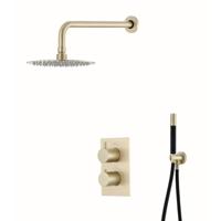 Inbouw Regendouche Set BWS Gold Pro Wanduitloop 30 cm Hoofddouche Mat Goud en Zwart - thumbnail