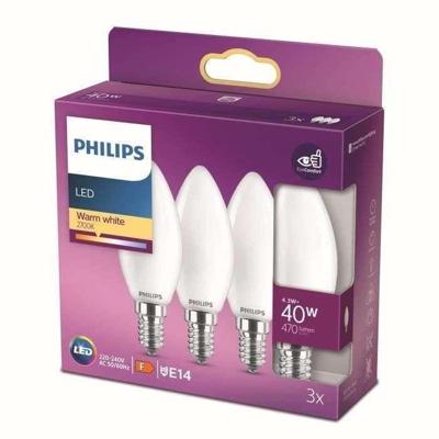 Philips LED 27217000 LED-lamp Energielabel F (A - G) E14 4.3 W = 40 W Warmwit (Ø x h) 3.5 cm x 9.7 cm 3 stuk(s)