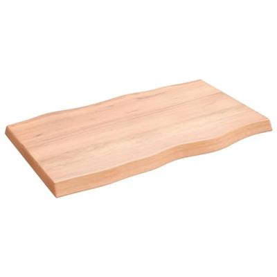 Tafelblad natuurlijke rand 100x60x(2-6)cm eikenhout lichtbruin