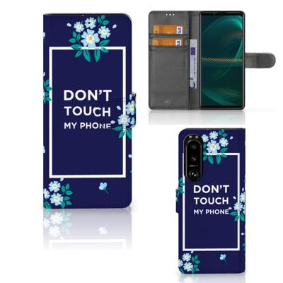 Sony Xperia 5III Portemonnee Hoesje Flowers Blue DTMP Sony Xperia 5III Portemonnee Hoesje Flowers Blue DTMP