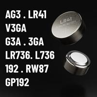 ABSINA AG3 LR41 Knoopcellen, verpakking van 10 stuks, 1,5 V alkaline-knoopcellen, lekvrij en met lange houdbaarheid, LR736, L736, G3, G3A, 3GA / 192 / GP192 / V3GA / RW87, knoopcelbatterijen, batterij - thumbnail