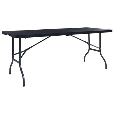 Tuintafel inklapbaar 180x75x72 cm HDPE en kunstrattan zwart Tuintafel inklapbaar 180x75x72 cm HDPE en kunstrattan zwart