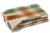 J-Line plaid Ruitjes + Franjes - textiel - wit|groen|bruin - thumbnail