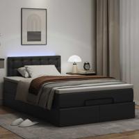 Bed poef met matrassen en LED's 140x200cm kunstleer zwart - thumbnail