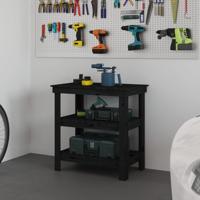Werkbank 78,5x50x80 cm massief grenenhout zwart - thumbnail