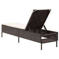 Ligbed met kussen poly rattan bruin - thumbnail