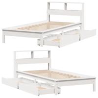 Bed met boekenkast zonder matras grenenhout wit 100x200 cm - thumbnail