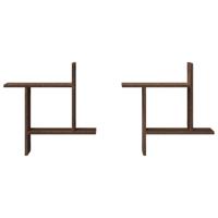 Wandschappen 2 st 50x12x50 cm bewerkt hout bruin eikenkleurig - thumbnail